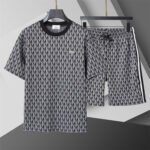 Lacoste Black & White Geometric Print Men's 2-Piece Round Neck T-Shirt & Shorts Set
