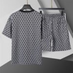 Lacoste Black & White Geometric Print Men's 2-Piece Round Neck T-Shirt & Shorts Set - Image 2