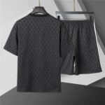 Lacoste Black Geometric Print Men's 2-Piece Round Neck T-Shirt & Shorts Set - Image 5