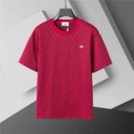 Lacoste Wine Geometric Print Men's 2-Piece Round Neck T-Shirt & Shorts Set - Image 5