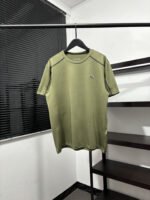 Lacoste Contrast Stitch Crew Neck Quick Dry Sports Short Sleeve T-shirt Army Green