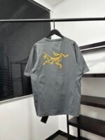 Arc'Teryx Curved Seam Crew Neck Tee, Yellow Embroidered Logo Outdoor Short Sleeve T-shirt Gray - Image 2