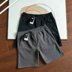 Descente Black & Dark Gray Elastic Waist Small Embroidered Logo Casual Cotton Sweat Shorts