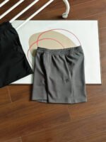 Descente Black & Dark Gray Elastic Waist Small Embroidered Logo Casual Cotton Sweat Shorts - Image 2