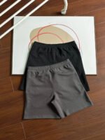 Descente Black & Dark Gray Elastic Waist Small Embroidered Logo Casual Cotton Sweat Shorts - Image 4