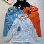 Arc'Teryx White Black Light Blue Orange Hooded Full Zip Sun Protection Skin Jacket