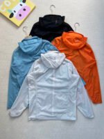 Arc'Teryx White Black Light Blue Orange Hooded Full Zip Sun Protection Skin Jacket 4 Colors - Image 2