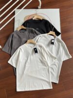 Descente Men White Off White Dark Gray Black Minimal Small Letter Print Crew Neck Cotton Short Sleeve T-shirt 4 Colors