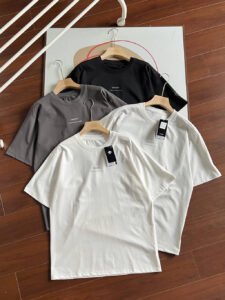 Descente Men White Off White Dark Gray Black Minimal Small Letter Print Crew Neck Cotton Short Sleeve T-shirt 4 Colors