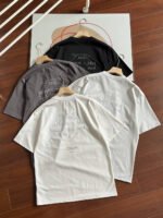 Descente Men White Off White Dark Gray Black Minimal Small Letter Print Crew Neck Cotton Short Sleeve T-shirt 4 Colors - Image 2
