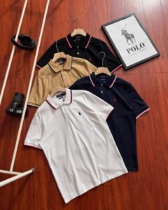 Polo Ralph Lauren Collar Cuff Embroidered Pony Logo Pique Polo Shirt