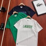 Lacoste Vintage Letter Print Crew Neck Cotton Short Sleeve T-shirt 3 Colors