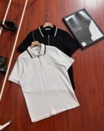 Calvin Klein Contrast Collar Half Zip Embroidered Letter Polo Shirt 2 Colors