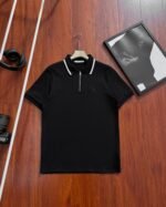 Calvin Klein Contrast Collar Half Zip Embroidered Letter Polo Shirt 2 Colors - Image 2
