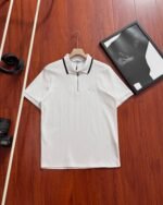 Calvin Klein Contrast Collar Half Zip Embroidered Letter Polo Shirt 2 Colors - Image 4