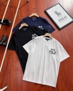 Ralph Lauren Racing Flag Letter Print Crew Neck Cotton Short Sleeve T-shirt 3 Colors