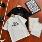 Dior Handwritten Letter Embroidered Crew Neck Cotton Casual Short Sleeve T-shirt 2 Colors