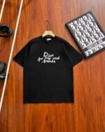 Dior Handwritten Letter Embroidered Crew Neck Cotton Casual Short Sleeve T-shirt 2 Colors - Image 4