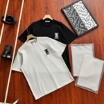 Burberry Minimal Interlocking Letter Embroidery Crew Neck Cotton Casual Short Sleeve T-shirt 2 Colors