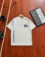 Burberry Knight Embroidery Vertical Letter Print Crew Neck Cotton Loose Short Sleeve T-shirt 2 Colors - Image 2