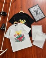 Louis Vuitton Ukiyo-E Landscape Boat Floral Graphic Print Crew Neck Cotton Casual Short Sleeve T-shirt 2 Colors
