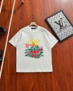 Louis Vuitton Ukiyo-E Landscape Boat Floral Graphic Print Crew Neck Cotton Casual Short Sleeve T-shirt 2 Colors - Image 4