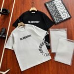 Burberry Wheat Garland Letter Print Crew Neck Cotton Loose Short Sleeve T-shirt 2 Colors