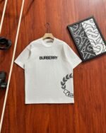 Burberry Wheat Garland Letter Print Crew Neck Cotton Loose Short Sleeve T-shirt 2 Colors - Image 2