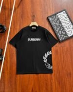 Burberry Wheat Garland Letter Print Crew Neck Cotton Loose Short Sleeve T-shirt 2 Colors - Image 4