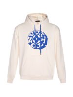 Louis Vuitton Cream White Circular Four-Leaf Clover Letter Print Drawstring Hooded Sweatshirt With Front Kangaroo Pocket