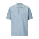 Dior Heather Light Blue Fine Knit Short Sleeve Lapel Polo Shirt With Small Embroidery Logo