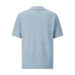 Dior Heather Light Blue Fine Knit Short Sleeve Lapel Polo Shirt With Small Embroidery Logo - Image 2