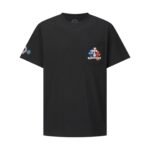 Chrome Heart Black Double-Sided Color Cross Floral Letter Print Chest Pocket Crew Neck Cotton Short Sleeve T-shirt