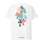 Chrome Heart White Double-Sided Color Cross Floral Letter Print Chest Pocket Crew Neck Cotton Short Sleeve T-shirt - Image 2