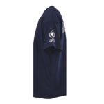 Balenciaga Navy Blue Stand Collar Wreath Letter Print Loose Cotton Short Sleeve T-shirt - Image 3