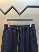 Fendi Navy Blue Stitched Detail Drawstring Elastic Waist Loose Knit Casual Sports Shorts - Image 4