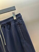 Fendi Navy Blue Stitched Detail Drawstring Elastic Waist Loose Knit Casual Sports Shorts - Image 3