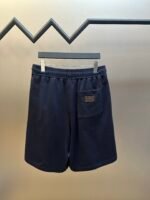 Fendi Navy Blue Stitched Detail Drawstring Elastic Waist Loose Knit Casual Sports Shorts - Image 2