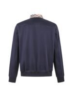 Burberry Navy Plaid Contrast Collar Zip Up Bomber Jacket With Embossed Logo (Copy) - Image 2