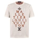 Louis Vuitton Off White Pyramid Letter Jacquard Short Sleeve Knit Crew Neck T-shirt