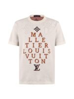 Louis Vuitton Off White Pyramid Letter Jacquard Short Sleeve Knit Crew Neck T-shirt