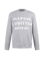 Louis Vuitton Gray Jagged White Letter Embroidery Crew Neck Loose Cotton Sweatshirt (Copy)