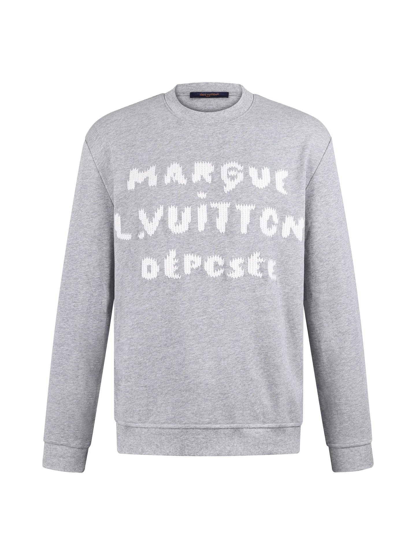 26070705-LV-Long-Sleeve-Tee-01 Louis Vuitton Gray Jagged White Letter Embroidery Crew Neck Loose Cotton Sweatshirt (Copy) - Image 1