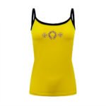 Chrome Heart Women Yellow Black Contrast Trim Sling Tank Top Horseshoe Cross Floral Letter Print
