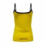 Chrome Heart Women Yellow Black Contrast Trim Sling Tank Top Horseshoe Cross Floral Letter Print - Image 2
