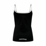 Chrome Heart Women Black White Contrast Trim Sling Tank Top Horseshoe Cross Floral Letter Print - Image 2