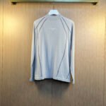 Louis Vuitton Light Gray Contrast Stitch Seam Half Turtleneck Slim Knit Long Sleeve Top