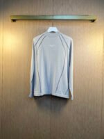 Louis Vuitton Light Gray Contrast Stitch Seam Half Turtleneck Slim Knit Long Sleeve Top
