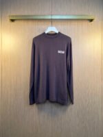 Louis Vuitton Crew Neck Fine Knit Long Sleeve Top Chest White Label Patch Base Sweater