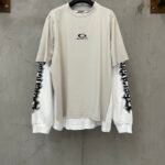 Balenciaga Vintage Distressed Fake Two Piece Long Sleeve Tee Gothic Letter Printed Layered Shirt